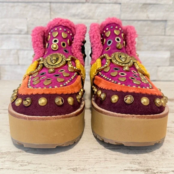 Kurt Geiger Mansion Cozy Studded Suede Bit Buckle Platform Boots EU 36 US 6 NEW - Picture 4 of 16